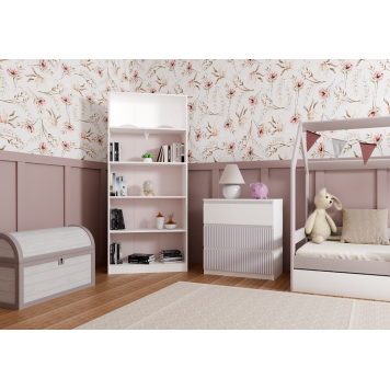 Commode ISIDOR 3 tiroirs 70x40x75 cm Blanc -Rose