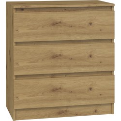 Commode ISIDOR 3 tiroirs 70x40x75 cm Bois - Chêne Artisan