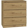 Commode ISIDOR 3 tiroirs 70x40x75 cm Bois - Chêne Artisan