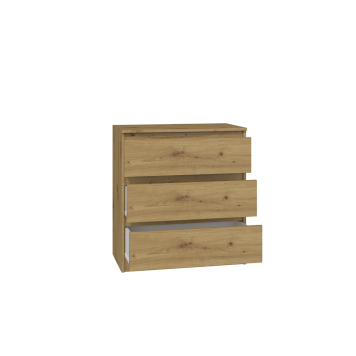 Commode ISIDOR 3 tiroirs 70x40x75 cm Bois - Chêne Artisan