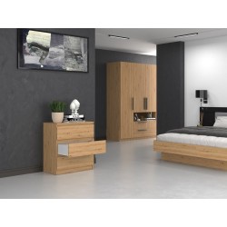 Commode ISIDOR 3 tiroirs 70x40x75 cm Bois - Chêne Artisan