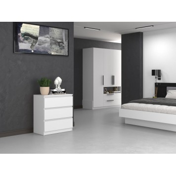 Commode ISIDOR 3 tiroirs 70x40x75 cm Blanc