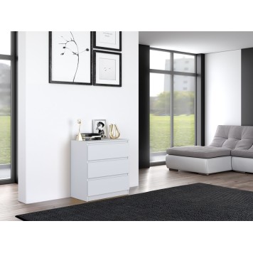 Commode ISIDOR 3 tiroirs 70x40x75 cm Blanc