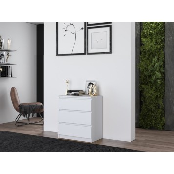 Commode ISIDOR 3 tiroirs 70x40x75 cm Blanc