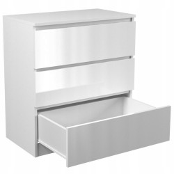 Commode ISIDOR 3 tiroirs 70x40x75 cm Blanc brillant