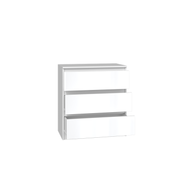 Commode ISIDOR 3 tiroirs 70x40x75 cm Blanc brillant