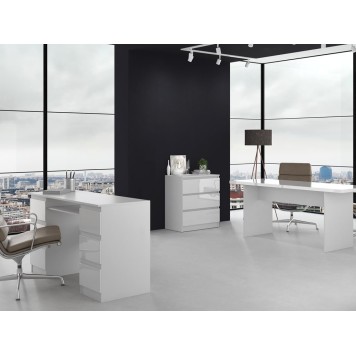 Commode ISIDOR 3 tiroirs 70x40x75 cm Blanc brillant