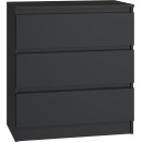 Commode ISIDOR 3 tiroirs 70x40x75 cm Noir