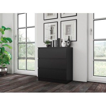 Commode ISIDOR 3 tiroirs 70x40x75 cm Noir