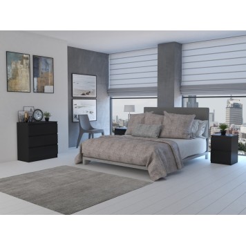 Commode ISIDOR 3 tiroirs 70x40x75 cm Noir