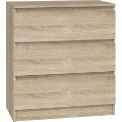 Commode ISIDOR 3 tiroirs 70x40x75 cm Bois - sonoma Artisan