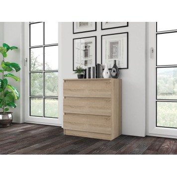 Commode ISIDOR 3 tiroirs 70x40x75 cm Bois - sonoma Artisan