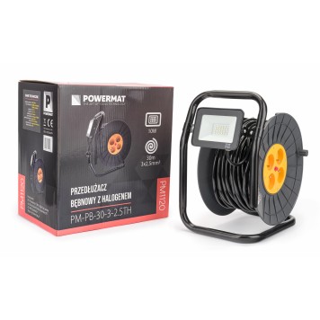 Przedłużacz Bębnowy 30m 3x2,5 Na Bębnie + Halogen PM-PB-30-3-2.5TH
