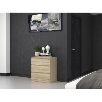 Commode ISIDOR 3 tiroirs 70x40x75 cm Bois - sonoma Artisan
