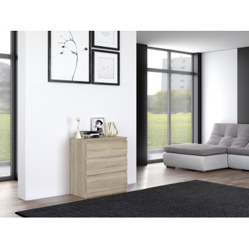 Commode ISIDOR 3 tiroirs 70x40x75 cm Bois - sonoma Artisan