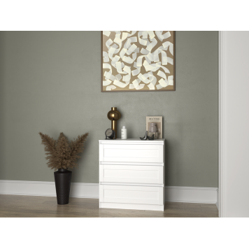 Commode ISIDOR 3 tiroirs 70x40x75 cm Blanc
