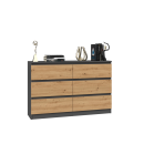 Commode IRINA 6 tiroirs 120 x75 x 30 cm Gris Bois