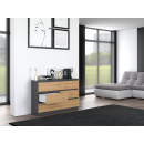 Commode IRINA 6 tiroirs 120 x75 x 30 cm Gris Bois
