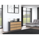 Commode IRINA 6 tiroirs 120 x75 x 30 cm Gris Bois