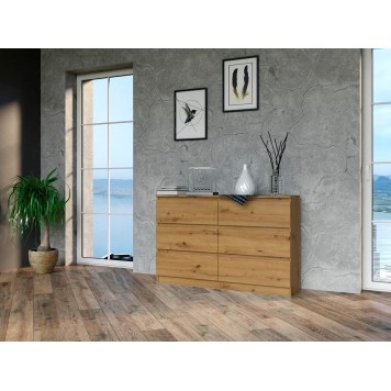 Commode IRINA 6 tiroirs 120 x75 x 30 cm Bois