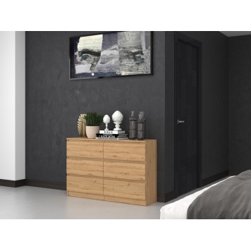 Commode IRINA 6 tiroirs 120 x75 x 30 cm Bois