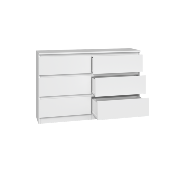 Commode IRINA 6 tiroirs 120 x75 x 30 cm Blanche