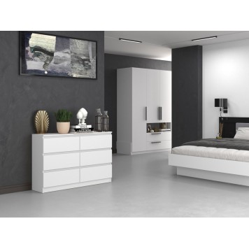Commode IRINA 6 tiroirs 120 x75 x 30 cm Blanche