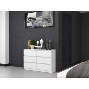 Commode IRINA 6 tiroirs 120 x75 x 30 cm Blanche