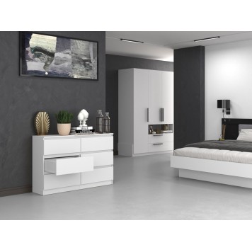 Commode IRINA 6 tiroirs 120 x75 x 30 cm Blanche