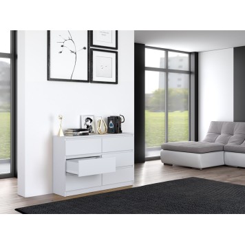 Commode IRINA 6 tiroirs 120 x75 x 30 cm Blanche