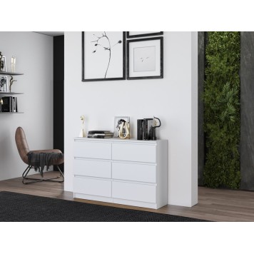 Commode IRINA 6 tiroirs 120 x75 x 30 cm Blanche