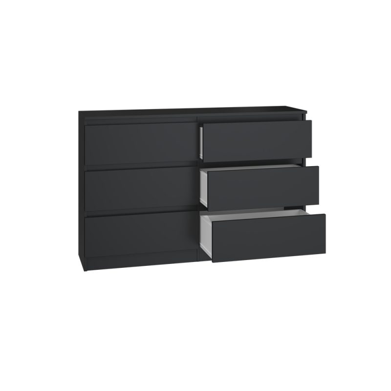 Commode IRINA 6 tiroirs 120 x75 x 30 cm Noir Commode IRINA 6 tiroirs 120 x75 x 30 cm Noir