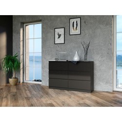 Commode IRINA 6 tiroirs 120 x75 x 30 cm Noir