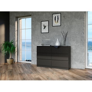 Commode IRINA 6 tiroirs 120 x75 x 30 cm Noir