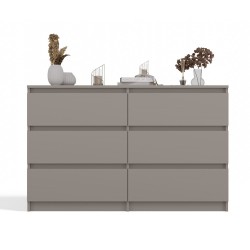 Commode IRINA 6 tiroirs 120 x75 x 30 cm Marron clair