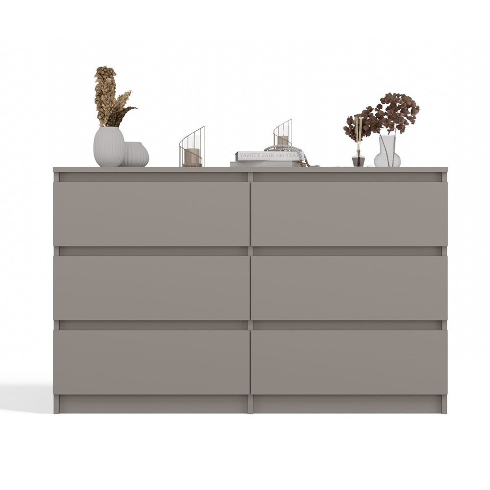 Commode IRINA 6 tiroirs 120 x75 x 30 cm Marron clair Commode IRINA 6 tiroirs 120 x75 x 30 cm Marron clair