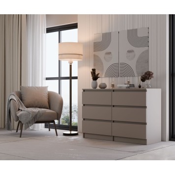 Commode IRINA 6 tiroirs 120 x75 x 30 cm Marron clair