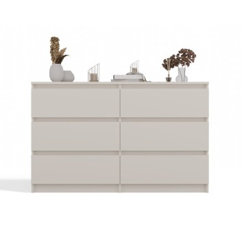 Commode IRINA 6 tiroirs 120 x75 x 30 cm Beige