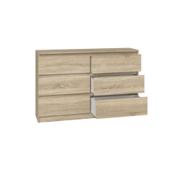 Commode IRINA 6 tiroirs 120 x75 x 30 cm Bois clair