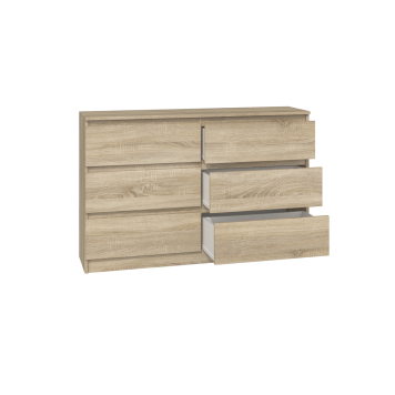 Commode IRINA 6 tiroirs 120 x75 x 30 cm Bois clair