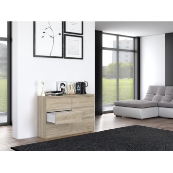 Commode IRINA 6 tiroirs 120 x75 x 30 cm Bois clair