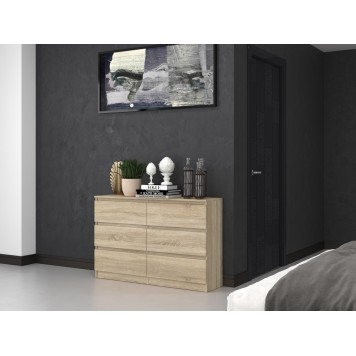 Commode IRINA 6 tiroirs 120 x75 x 30 cm Bois clair