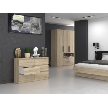 Commode IRINA 6 tiroirs 120 x75 x 30 cm Bois clair