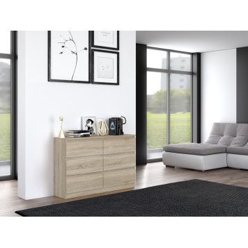 Commode IRINA 6 tiroirs 120 x75 x 30 cm Bois clair