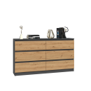 Commode IRINA 6 tiroirs 138 x75 x 40 cm Gris Bois