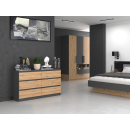 Commode IRINA 6 tiroirs 138 x75 x 40 cm Gris Bois