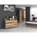 Commode IRINA 6 tiroirs 138 x75 x 40 cm Gris Bois