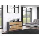 Commode IRINA 6 tiroirs 138 x75 x 40 cm Gris Bois