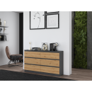 Commode IRINA 6 tiroirs 138 x75 x 40 cm Gris Bois