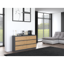 Commode IRINA 6 tiroirs 138 x75 x 40 cm Gris Bois